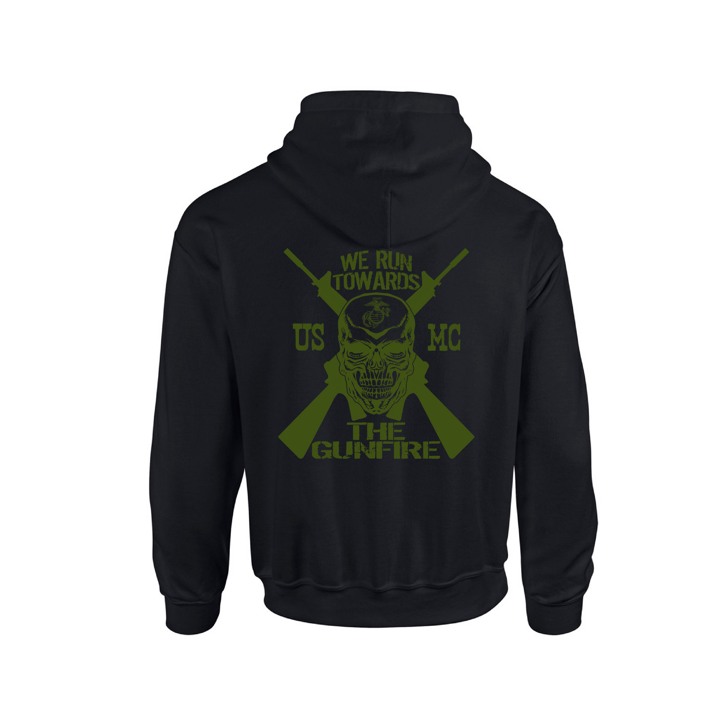 MARINE CORPS AMERICAN ORIGINAL HOODIE- Gun Fire Black Olive