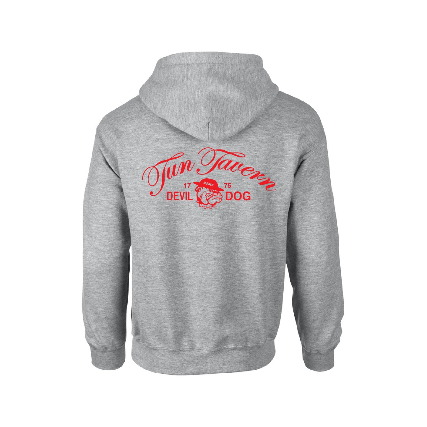 USMC AMERICAN ORIGINAL HOODIE- Devil Dog Grey Red