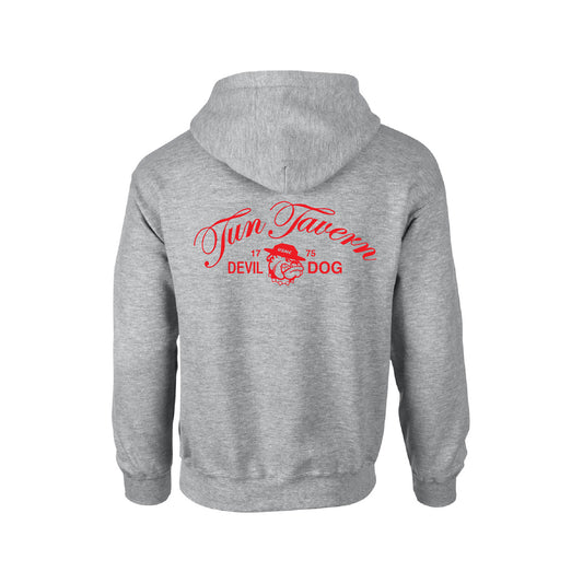 USMC AMERICAN ORIGINAL HOODIE- Devil Dog Grey Red