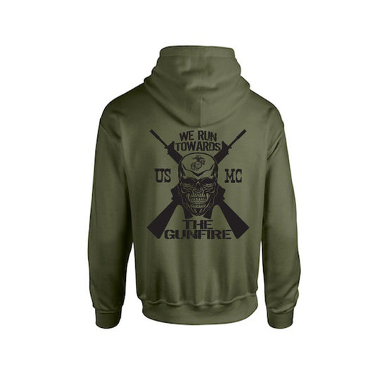 MARINE CORPS AMERICAN ORIGINAL HOODIE- Gun Fire Olive Black